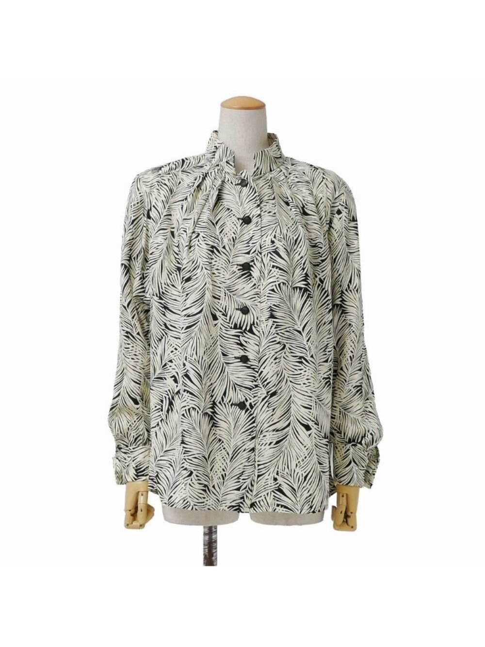 Saint Laurent Eve Vintage Blouse Swiss Made Fabric Total Silk Botanical Long 36